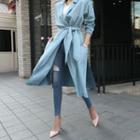 Pastel Tone Suedette Wrap Coat