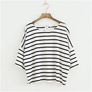 Short-sleeve Striped Loose-fit Top