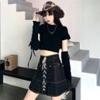 Lace-up Mini Mermaid Denim Skirt