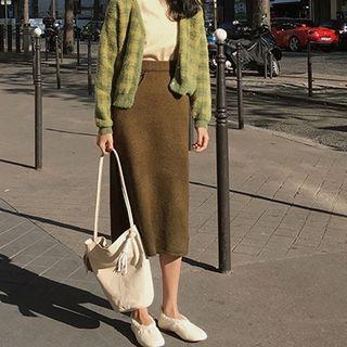 Knit Midi Skirt Pickles Green - One Size