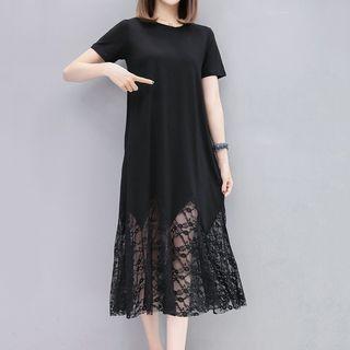 Lace Hem Short Sleeve T-shirt Dress