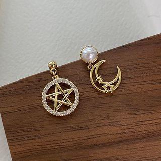 Rhinestone Asymmetrical Star Earring