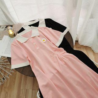 Daisy Print Short-sleeve Knit Dress