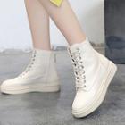 Lace-up Back Zip Short Boots