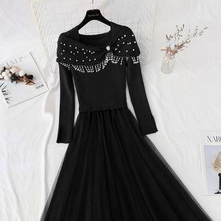 Long-sleeve Knit Asymmetrical Dress