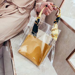 Patterned Scarf Transparent Tote