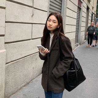 Snap-button Pleather Tote