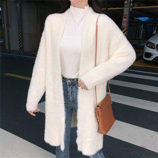 Fleece Long Cardigan White - One Size