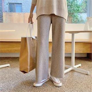 Ribbed Wide-leg Knit Pants