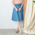 A-line Midi Skirt Light Blue - One Size