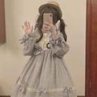 Ruffle Trim Long-sleeve A-line Dress / Hat