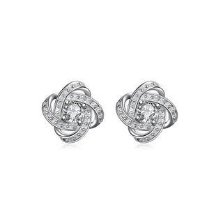 Popular Spherical Simple Cubic Zircon Stud Earrings Silver - One Size