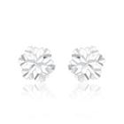 14k White Gold Diamond Cut Snowflake Stud Earrings