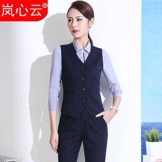 Buttoned Vest / Piped Dress Shirt / Set: Vest + Dress Pants / Skirt / + Dress Shirt