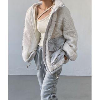 Oversize-pocket Dumble Zip Jacket Ivory - One Size