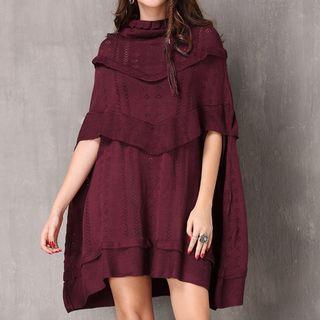 Pointelle Knit Cape Dress