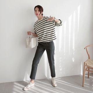 Smile-patched Striped Sweatshirt