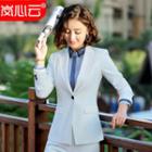 Slim-fit Single-button Blazer/ Dress Pants/ Pencil Skirt/ Two-tone Shirt/ Set
