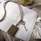 Vintage Brass Bible Locket Leather Long Necklace