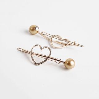 Rhinestone Heart Hair Clip Rose Gold - One Size