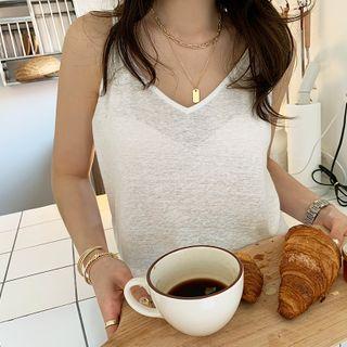 Linen Blend Camisole Top Ivory - One Size