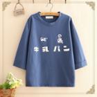 3/4-sleeve Cow Print T-shirt