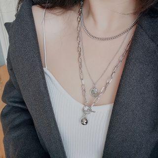Layered Chained Strap Necklace As Shown In Figure - One Size