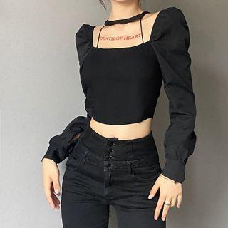 Square-neck Halter Blouse