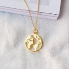 925 Sterling Silver World Map Necklace Gold - One Size