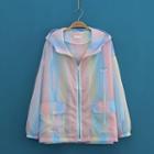Gradient Long-sleeve Hooded Zip Jacket