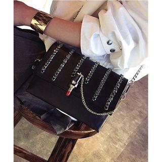 Chain Detail Lipstick Lock Shoulder Bag