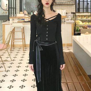 Velvet Loose-fit Wide-leg Pants