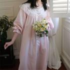 Ruffled Long-sleeve Sleep Dress