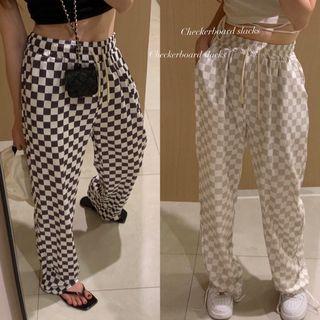 Checkerboard Wide Leg Pants
