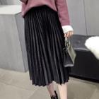 Pleated Midi Velvet Skirt