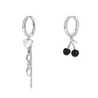 Heart Drop Earring 1 Pair - Ear Buckle Earring - Silver - One Size