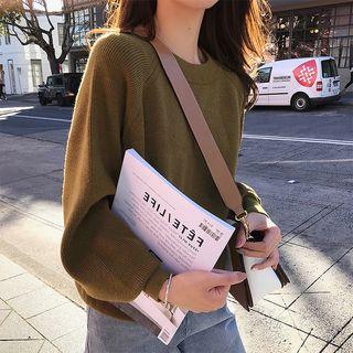 Puff-sleeve Plain Sweater