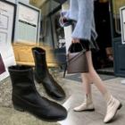 Faux Pearl Low Heel Side-zip Short Boots