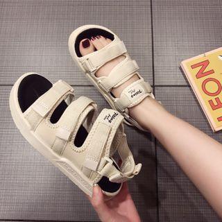 Adhesive Strap Buckled Sandals