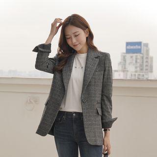 Embroidered Herringbone Blazer