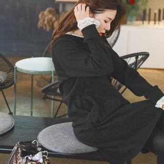 Pocket-side Lace-trim Pullover Dress