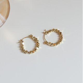 Bead Alloy Hoop Earring 1 Pair - Ear Ring Buckle - Gold - One Size
