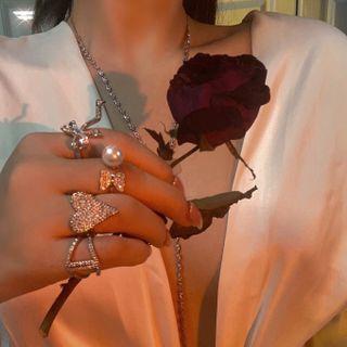 Rhinestone Necklace / Open Ring (various Designs)