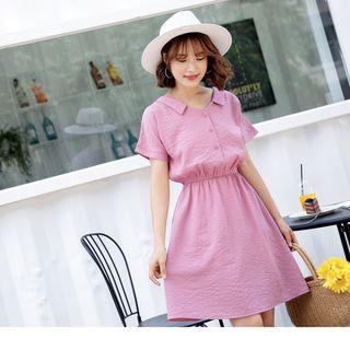 Cutout Back Buttoned Chiffon Dress