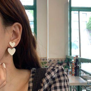 Heart Alloy Dangle Earring 1 Pair - White - One Size