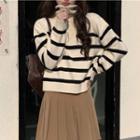 Striped Half-zip Sweater Black & White - One Size