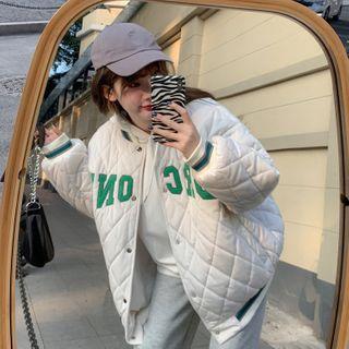 Letter Embroidered Baseball Padded Jacket