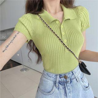 Short-sleeve Plain Polo Top