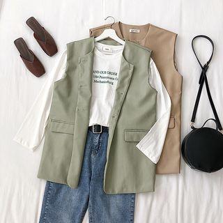 Leather Single-breasted Vest