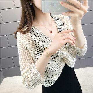 3/4-sleeve Knotted Top / A-line Midi Tank Dress/ Set